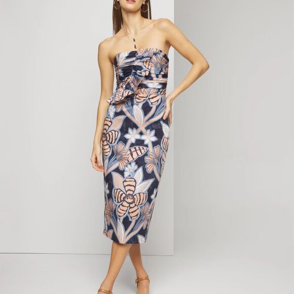 White House Black Market Strapless Ruffle Bust Sheath Dress - Picture 1 of 9
